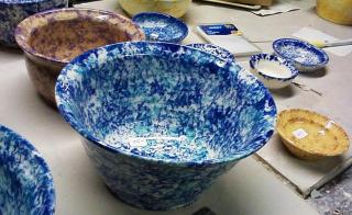 speckled blue bowl