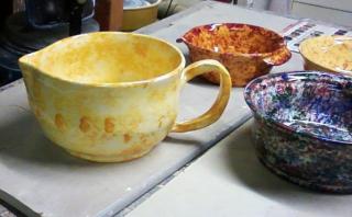 bowls and yellow pitcher