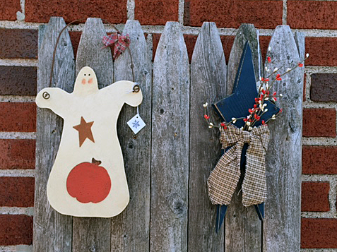 Two decorations: a friendly ghost and a star in pants