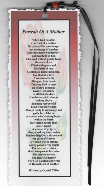 bookmark with "Portrait of a Mother"