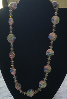 pink and purple ball bead necklace