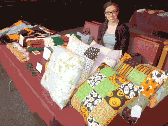 Danielle with pillows and scarves in 2013
