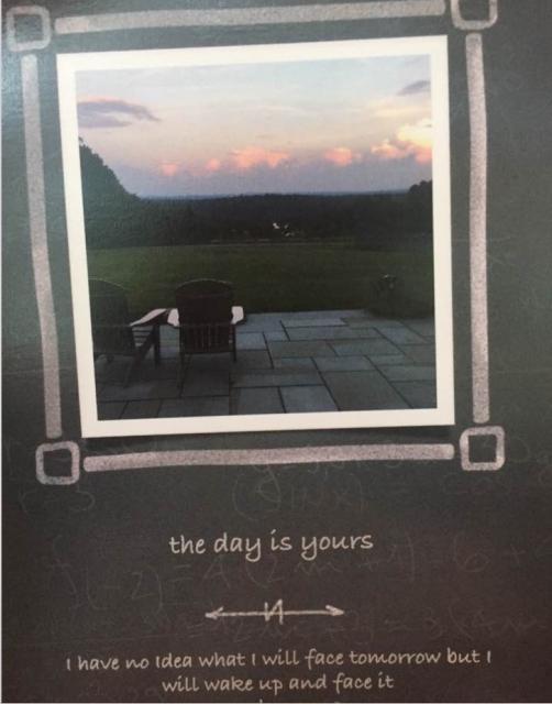 photo of photograph with text, "the day is yours"